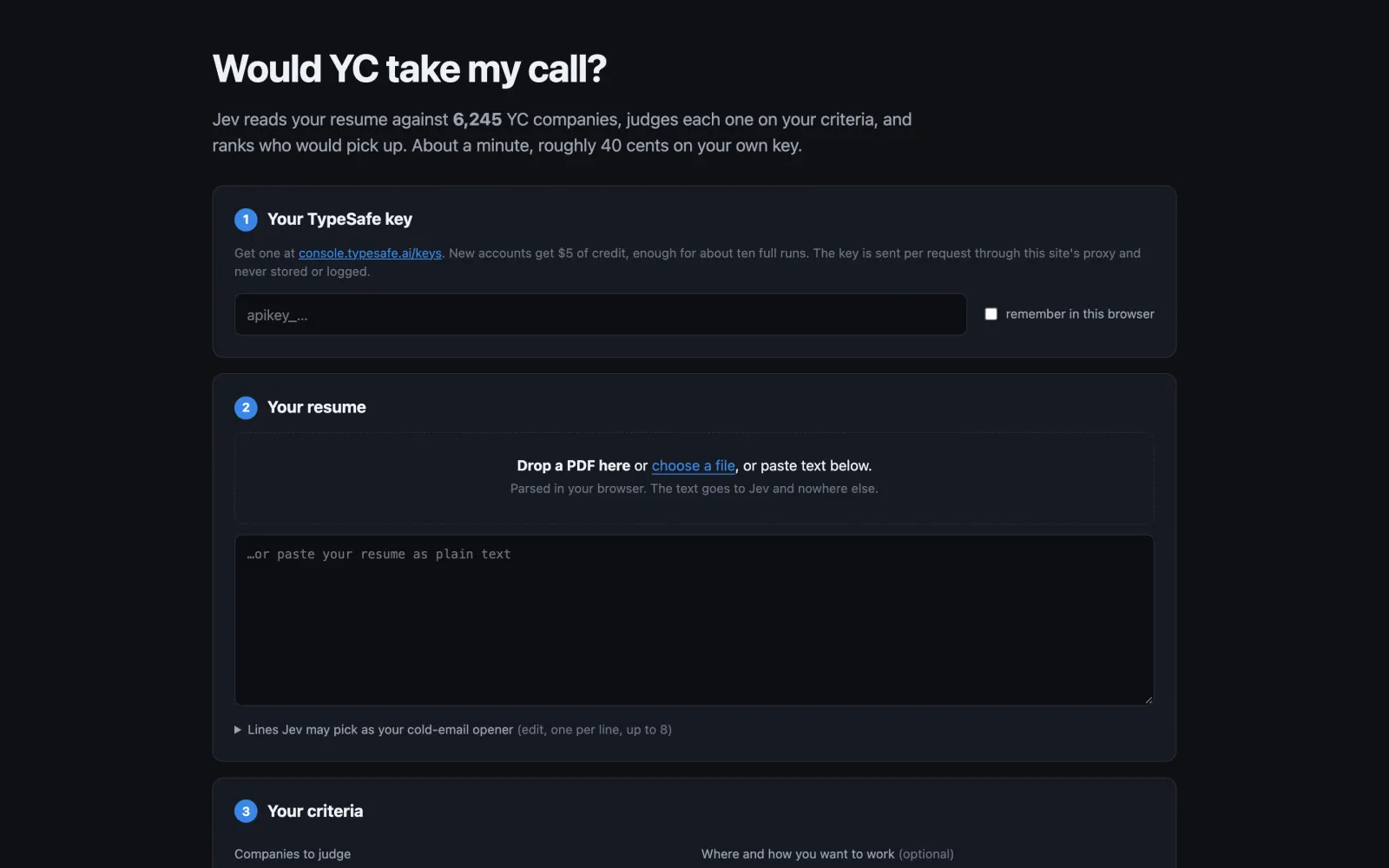 Would YC take my call? upload page
