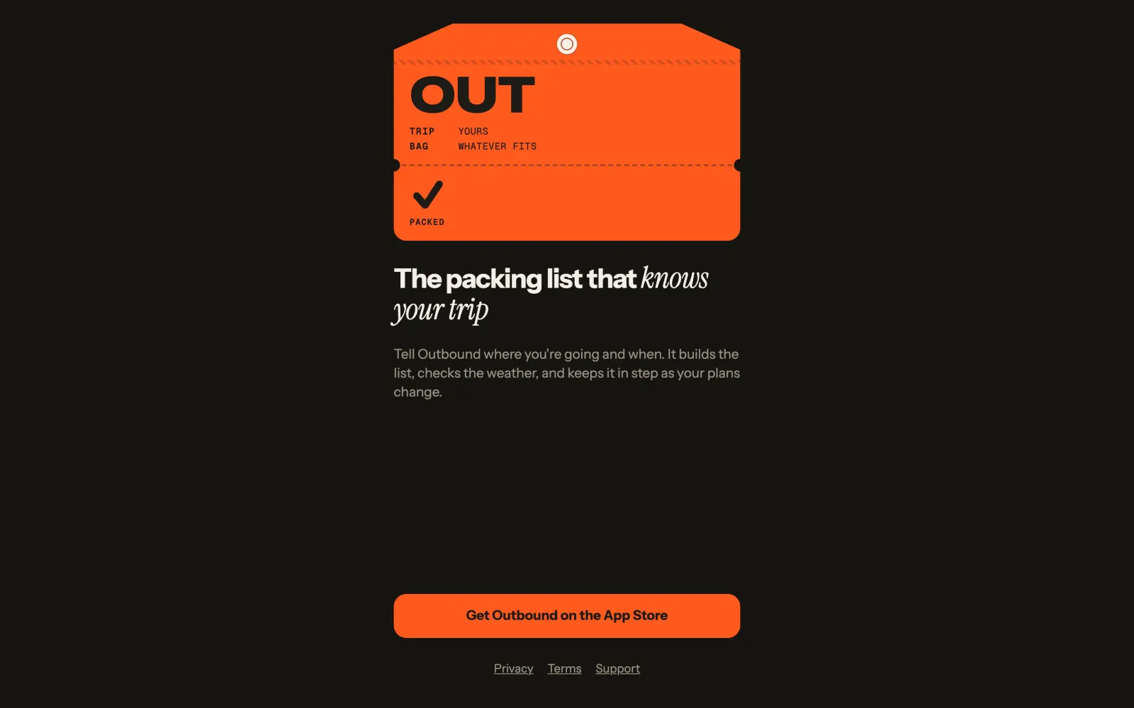 getoutbound.app landing page